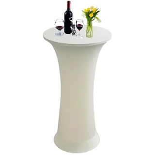 Highdi Stretch Stehtischhussen, Spandex Stretch Stehtisch Hussen Elastische Rund Stehtisch Hussen Outdoor für Bistrotisch Hochzeit Geburtstagsfeier Bankett (60cm,Beige Weiß)