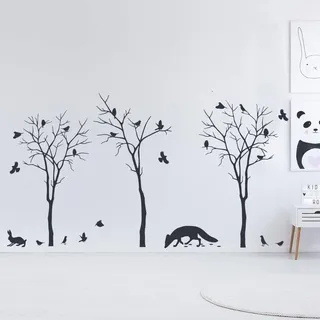 Decords Wandtattoo – Set aus Waldtieren und Pflanzen, 419 x 234 cm