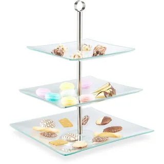 Relaxdays Etagere transparent/silber Höhe: 40,0 cm, 1 St.