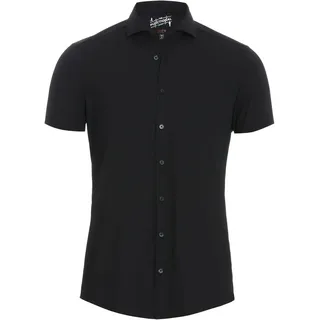 Pure Slim Fit Hemd Halbarm Haifischkragen Functional Stretch schwarz - 45 Kurz