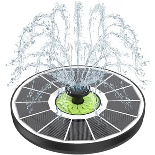 SZMP Solar Springbrunnen, 3.5W Glas Solar Teichpumpe mit 7 Düsen & 4 Fixe Rohre Solar Wasserpumpe Solar Schwimmender Solarbrunnen für Garten, Teich, Vogel-Bad (Weiß)
