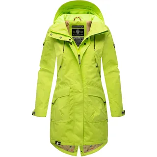 Outdoorjacke NAVAHOO "Pfefferschote" Gr. S (36), grün (neongrün) Damen Jacken Lange moderne Übergangsjacke mit Kapuze