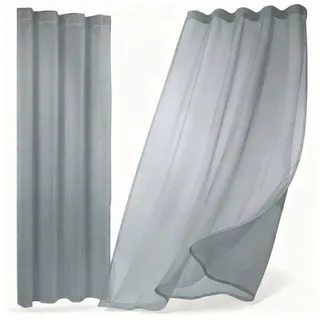 Beautex Gardine transparent Dolly, wählbar mit Kräusel- und Ösen- Aufhängung (1 St), Kräuselband, transparent grau 290 cm x 250 cm