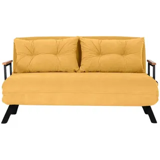 Calicosy Schlafsofa, Gelb, Metall, 50x41x121 cm, Wohnzimmer, Sofas & Couches, Schlafsofas