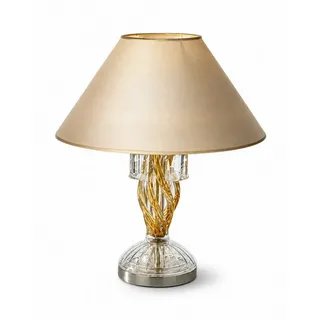 JVmoebel Tischleuchte Kristall-Tischlampe Venezia mit Goldschirm Eleganz Sofort, LED wechselbar, Made in Europa