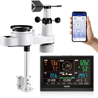 Vevor Wetterstation 5 in 1 7,5" VA-Display Wi-Fi mit App Schwarz