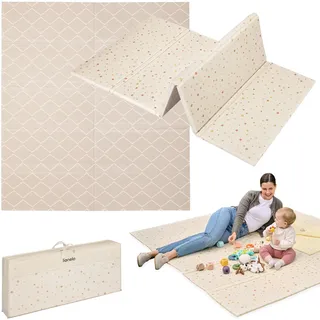 lionelo Zora Krabbelmatte – Faltbare XPE Baby-Spielmatte 180×201×1,5 cm, extra dick, schadstofffrei, rutschfest, beidseitiges Design, mit Tragetasche