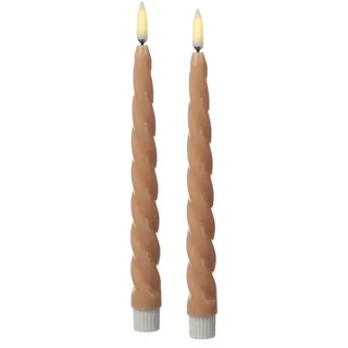 LED Stabkerzen Twist Tafelkerzen gedreht Echtwachs H: 25cm rosa 2St