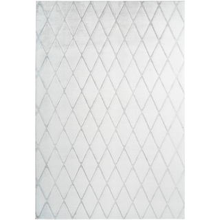 Teppich CALO-DELUXE "Jardan-2000" Gr. 2, blau (graublau, weiß), B:80cm H:20mm L:150cm, Kunstfaser, Teppiche, Teppich, besonders weich durch Microfaser, Rauten-Design