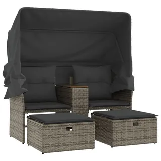 vidaXL Gartensofa 2-Sitzer Loungesofa grau