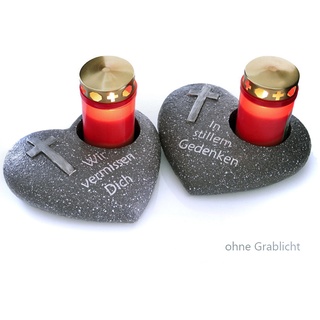 Dragimex Grablichthalter Herz mit Kreuz 19,5 x 17 x 5,5 cm