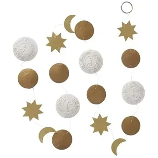 Capiz-Girlande Hänger Sterne Mond Sonne Weiss Gold Farben Dekogirlande Capiz Hänger Windspiel Glockenspiel Klangspiel Weihnachtsdeko Kinderzimmer Deko