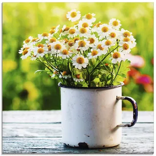 ARTland Wanddeko Glasbilder Wandbild Glas Bild einteilig Quadratisch Natur Blumen Blüten Gänseblümchen Frühling Landhaus T4UE