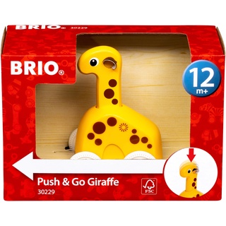 BRIO 30229 Push & Go Giraffe - Niedliches Drück- und Fahrspielzeug in klassicher Optik - Empfohlen ab 12 Monaten