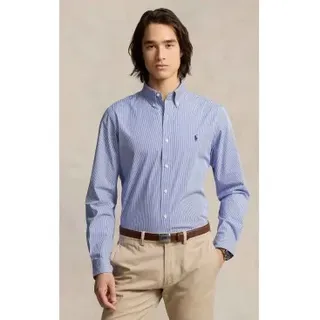 Polo Ralph Lauren für Herren. 710928254007 Schmal geschnittenes blaues Stretch-Popeline-Hemd (S), Lässig, Baumwolle, Klassisch, Langarm
