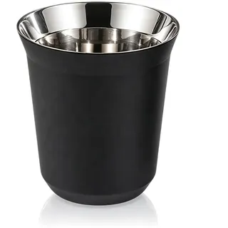 Cyrank Edelstahl Espressotassen, Metall Espressotassen, Doppelwandige Edelstahl kaffeetassen Stapelbare Edelstahltassen Metall Trinkgläser Trinkbecher für Zuhause(Schwarz)