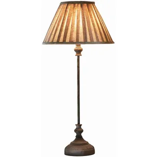 LOBERON Tischlampe Ponsardin ,  antikgrau/leinen | Schmuckstück für gemütliches Licht, Mit feinem Finish für antiken Look, Plissee-Schirm aus reinem Leinen