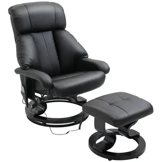 HOMCOM Massagesessel Relaxsessel mit Hocker, Relaxliege, Relaxsessel mit Liegefunktion (Liegesessel, 2-St., Fernsehsessel), bis 120 kg belastbar schwarz
