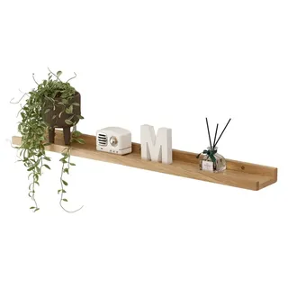 Solidchoice – Wandregal aus massivem Eichenholz, 70 cm breit – Rustikale Aufbewahrungslösung - Naturbelassen