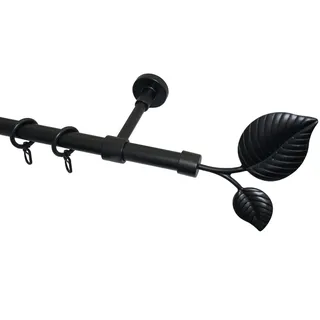 GARESA Vorhangstange Blatt 1-läufig Ø 20 mm 220 cm Schwarz