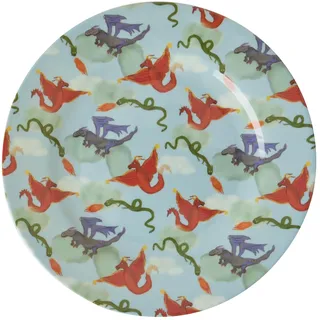 Rice Melamin Kinderteller Teller blau Drachen Print