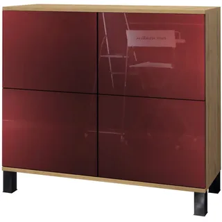 Vladon Rova V3 92,5 x 84,5 x 35 cm Eiche Evoke / Bordeaux Hochglanz