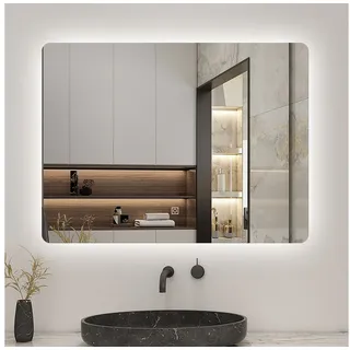 Aica Sanitär Badspiegel mit LED Beleuchtung Badezimmerspiegel rahmenlos Wandschalter 120 cm x 80 cm