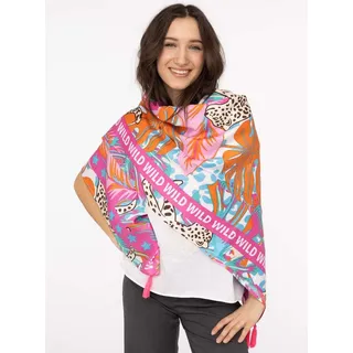 Zwillingsherz Wild Dschungel Vierecks-Tuch mit Leoparden und WILD Schriftzug Mode-Tuch 3016Q-2907-20 Pink/Braun/Bunt - One-Size