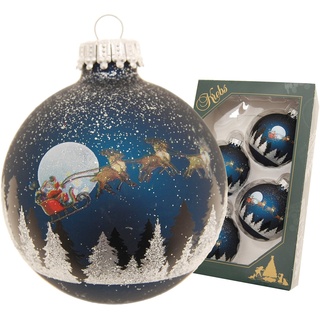 Krebs Glas Lauscha Weihnachtsbaumkugel Spirit of Christmas, 7 cm (4 St), Weihnachtsdeko, Christbaumschmuck, Christbaumkugeln aus Glas blau