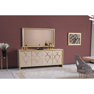 JVmoebel Sideboard Esszimmer Garnitur Sideboard mit Spiegel Luxus Sideboard Holz beige (2 St., Sideboard/Spiegel), Made in Europa beige