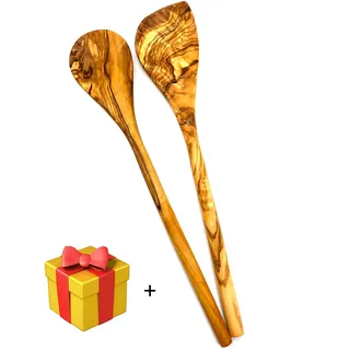 Olivenholz-erleben Kochlöffel 2tlg. Set Olivenholz 30 cm Braun