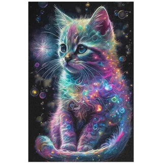 1000-teiliges Puzzles, Katze -Puzzle Für Erwachsene Kinder,Holzbrettpuzzle,Erwachsenenpuzzles,Geschenke 78×53cm