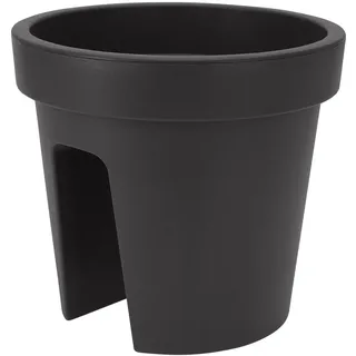 Balkon-Blumentopf rund anthrazit - Geländertopf Ø 28 cm für Geländer bis 6 cm Breite - 90% recyceltes Polypropylen - wetterfest & langlebig
