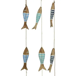 Decoris season decorations Hängedekoration, Fisch Deko Maritim 100cm Holz zum Aufhängen Blau Natur 1 Stk. sortiert blau|braun