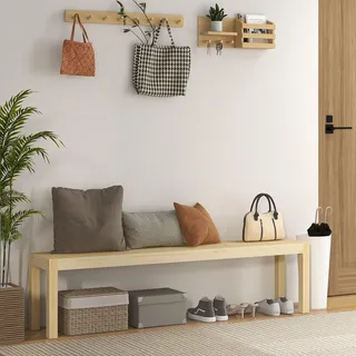Homcom Sitzbank Holzbank Natur 175 x 33 x 45 cm