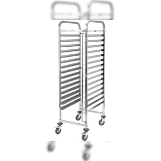 TRIZERATOP Transportwagen für Backbleche 15x 400x600mm 470x620x1700mm Edelstahl