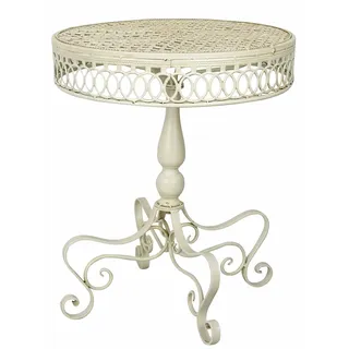 PALAZZO INT Gartentisch Shabby CHIC Garten rund Ø50 cm x H64 cm Metalltisch Vintage Patina Antik Stil Beistelltisch Eisen Kaffeetisch Outdoor Balkon Terrasse romantisch Flechtoptik Gartenmöbel