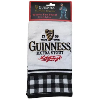 Shamrock Gift Company Guinness Geschirrtuch, Waffelmuster, besticktes Guinness-Logo, Schwarz