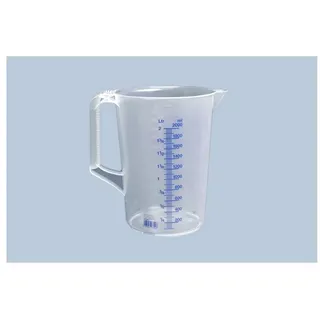Hünersdorff Messkanne 2000 ml, PP, 2 Skalen geschlossener Griff, transparent