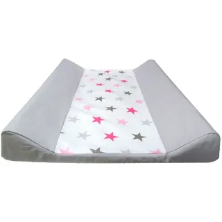 Babymajawelt Wickelauflage Wickeltischauflage - 2 Keil Mulde Sterne "BiG STARS" 50x70 cm (Wickelauflage und Bezug, 2-tlg., Set), Made in EU, Abwaschbar, Bezug abnehmbar rosa
