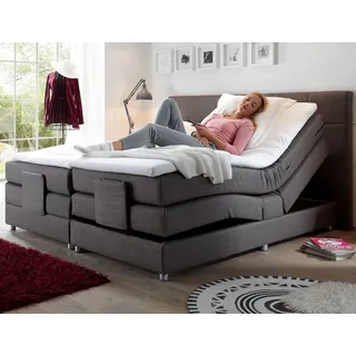 Boxspringbett Manolo 180x200 cm mit Motor Elektrisch Tonnentaschenfederkern Visco Topper Stone - Grau