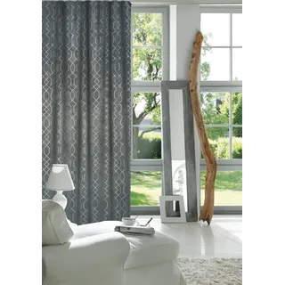 ELBERSDRUCKE Elbersdruck Verdunklungsvorhang Equinox 07 Silber-anthrazit verdunkelnd 255 x 140 cm Gardine für Wohnzimmer Schlafzimmer Flur