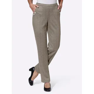 Jerseyhose CLASSIC BASICS Gr. 44, Normalgrößen, grau (dunkeltaupe, dunkeltaupe, kariert) Damen Hosen Jerseyhosen