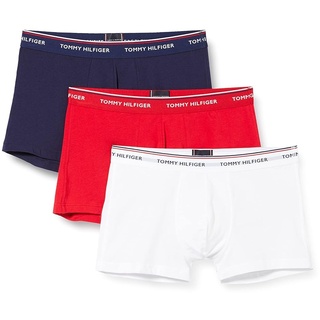 Tommy Hilfiger Herren 3er Pack Boxershorts Trunks Unterwäsche, Mehrfarbig (White/Tango Red/Peacoat), XL