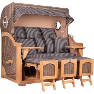 Mr. Deko Strandkorb Düne Grande XXL Bullauge Teak PE grey Dessin 500