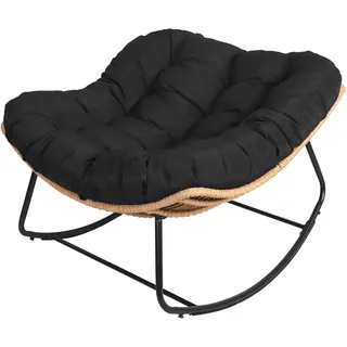 Happy Garden Outdoor Schaukelstuhl aus synthetischem Rattan mit schwarzem Kissen - Wetterfest - Bequem und Design - Cinta