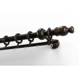 GARESA Gardinenstange GARESA "NOVA", braun (nussbaum), L:160cm Ø:28mm, Holzwerkstoff, Gardinenstangen, Vorhanggarnitur Holz, verlängerbar, Wandmont.,mit Ringe/2 Lauf Gleiter