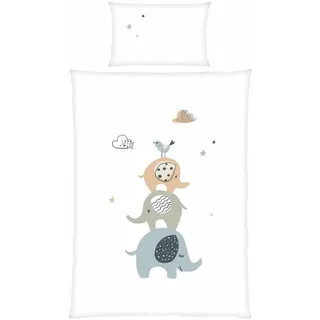 Herding babybest Elephants Kopfkissenbezug 40 x 60 cm mit Wende-Motiv, Bettbezug 100 x 135 cm, Mit Reißverschluss, 100% Baumwolle/Renforcé