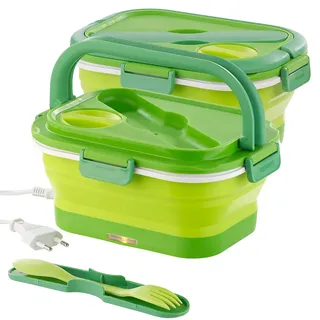 2er-Set Thermo-Lunchbox, faltbar, elektrisch, mit Besteck, 0,8 l