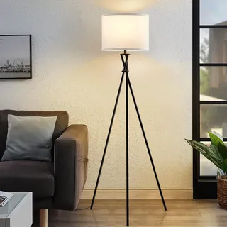 GyroVu Stativ Stehlampe für Wohnzimmer, Stehleuchte mit Fußschalter | Moderne Floor Lamp mit weißem Schirm für Wohnzimmer, Schlafzimmer, Büro (Glühbirne nicht enthalten)